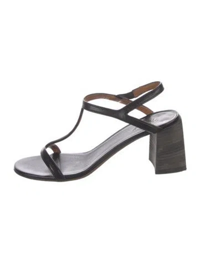 Pre-owned Marsèll Leather T-strap Sandals In Black