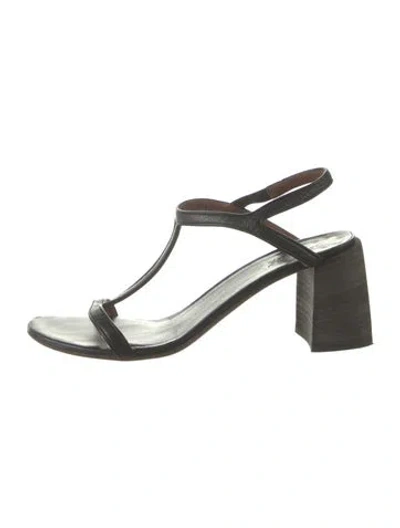 Pre-owned Marsèll Leather T-strap Sandals In Black