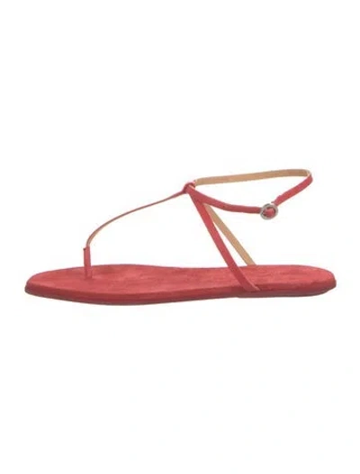 Pre-owned Marsèll Leather T-strap Sandals W/ Tags In Red