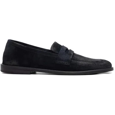 Marsèll Navy Stesa Reversed Leather Loafers In 960 Deep Blue
