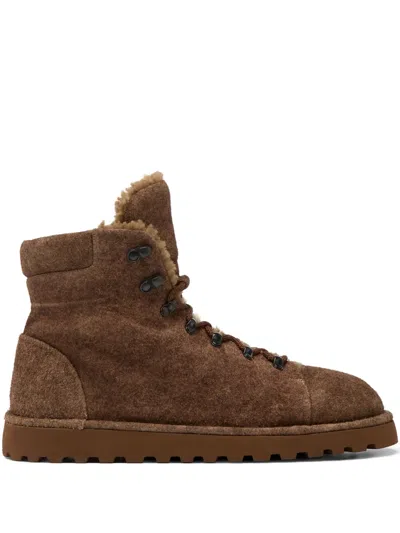 Marsèll Pallottola Crepping Lace-up Hiking Boots In Burgundy