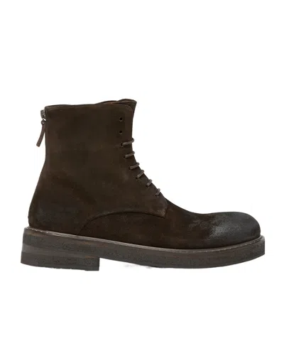 Marsèll Parrucca Dark Brown Leather Combat Boots In Multi