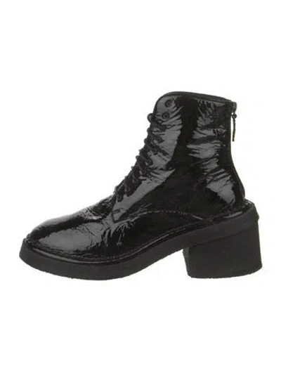 Pre-owned Marsèll Patent Leather Combat Boots In Black
