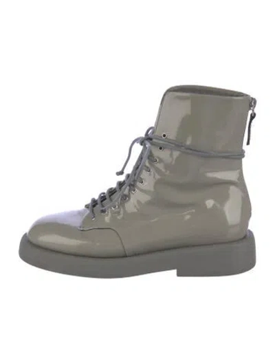 Pre-owned Marsèll Patent Leather Combat Boots In Gray