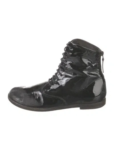 Pre-owned Marsèll Patent Leather Combat Boots In Green