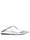 Marsèll Pointed-toe Flat Leather Mules In Silver
