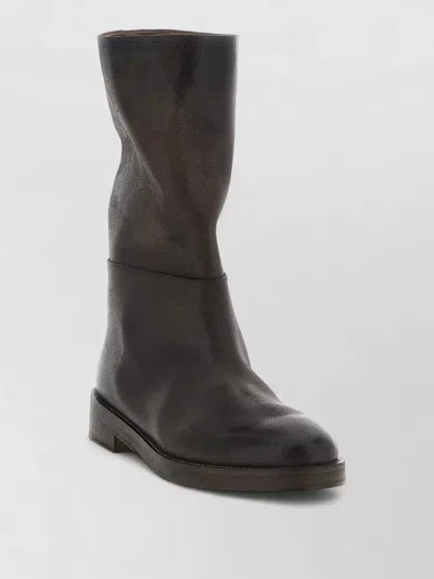 Marsèll Soft Leather Knee Length Block Heel Boots In Black