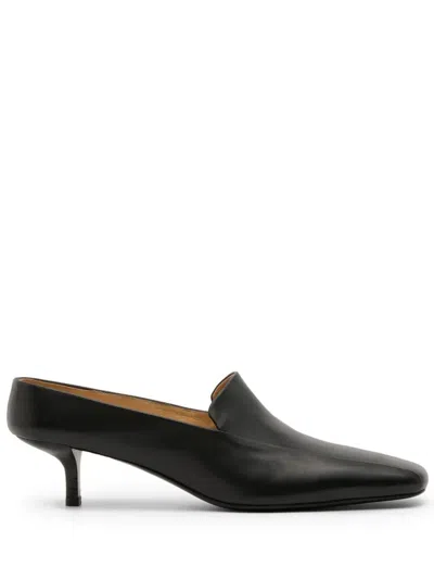 Marsèll Brush Kitten Heel Square Toe Loafer In Black
