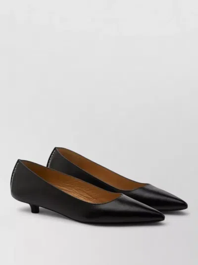 Marsèll Spino Leather Pumps Pointed Toe Kitten Heel In Black