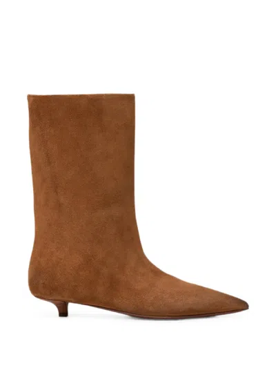 Marsèll Spino Pointed-toe Suede Ankle Boots In Brown