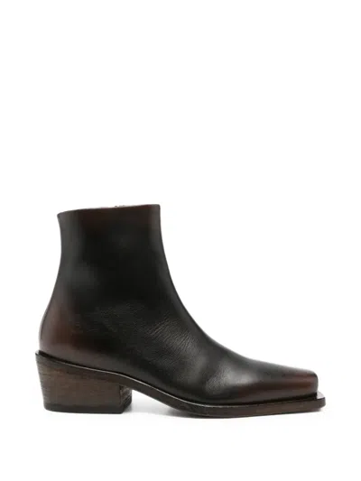 Marsèll Square-toe Ankle Boots In Brown
