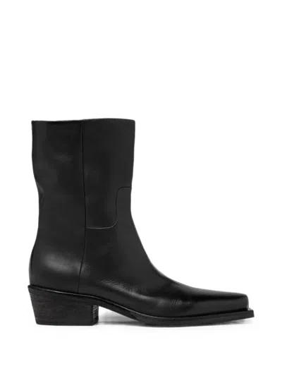 Marsèll Square-toe Leather Boots In Black