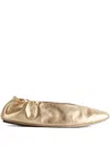 Marsèll Strascico Elastic-trim Leather Ballet Flats In Gold