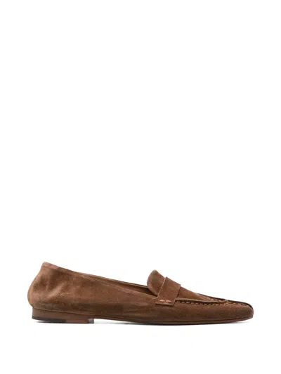 Marsèll Suede Almond-toe Loafers In Brown
