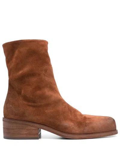 Marsèll Suede Ankle-length Boots In Braun