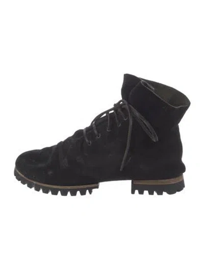 Pre-owned Marsèll Suede Colorblock Pattern Combat Boots In Black