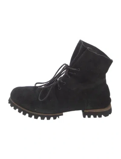 Pre-owned Marsèll Suede Combat Boots In Black