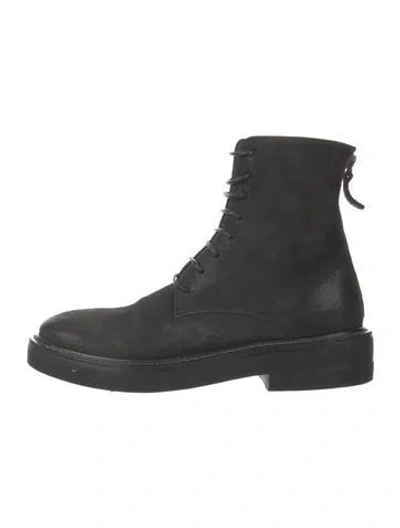 Pre-owned Marsèll Suede Combat Boots In Black