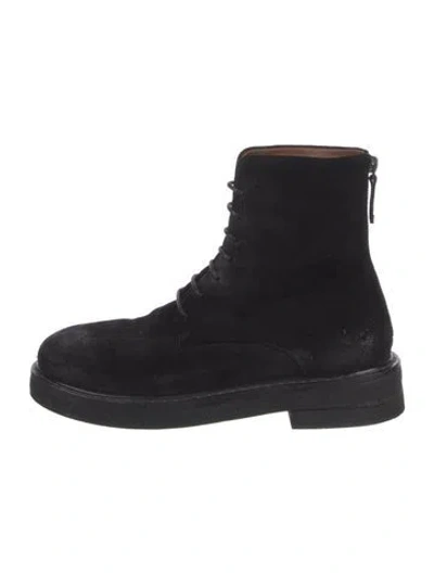 Pre-owned Marsèll Suede Combat Boots In Black