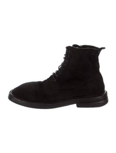 Pre-owned Marsèll Suede Combat Boots In Black