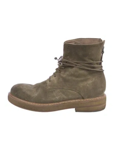 Pre-owned Marsèll Suede Lace-up Boots In Green