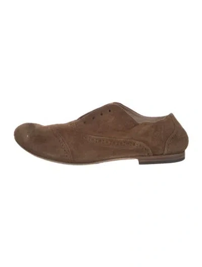 Pre-owned Marsèll Suede Lasercut Accents Oxfords In Brown