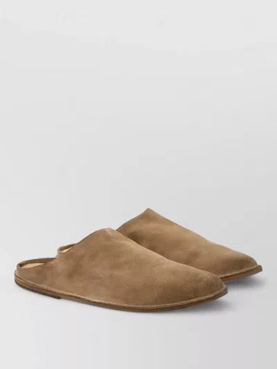 Marsèll Suede Leather Round Toe Flat Sabot In Brown