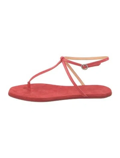 Pre-owned Marsèll Suede Leather Trim Embellishment T-strap Sandals In Red