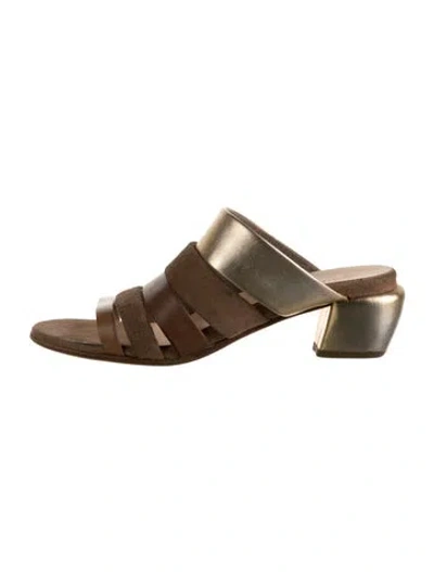 Pre-owned Marsèll Suede Mules In Brown/gold