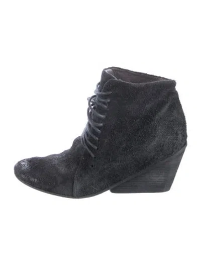 Pre-owned Marsèll Suede Patterned Lace-up Boots In Black