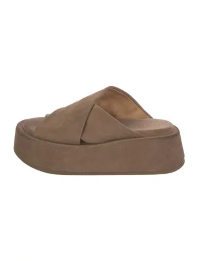 Pre-owned Marsèll Suede Slides In Brown
