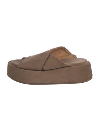 Pre-owned Marsèll Suede Slides In Brown