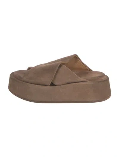 Pre-owned Marsèll Suede Slides In Brown