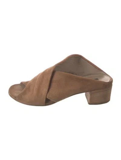 Pre-owned Marsèll Suede Slides In Brown