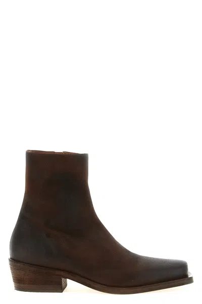 Marsèll Tex Ankle Boots Block Heel Square Toe In Brown
