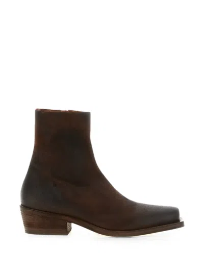 Marsèll Tex Tex Burnished-effect Ankle Boots In Yellow
