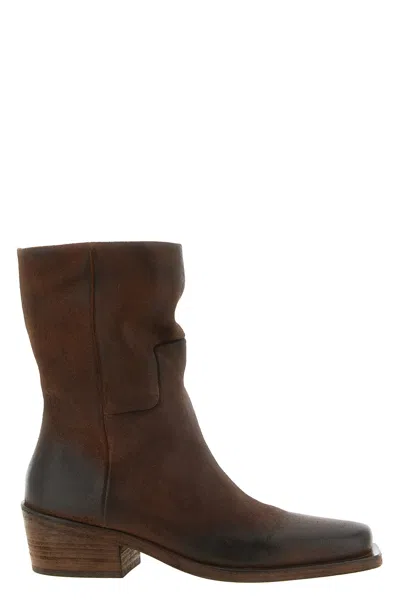 Marsèll 'tex' Texan Ankle Boots In Marrone