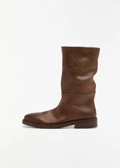 Marsèll Tubetto Reverse Leather Boot In Brown