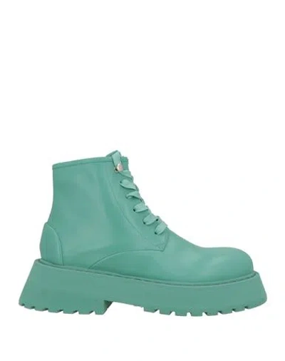 Marsèll Woman Ankle Boots Turquoise Size 8 Calfskin In Green