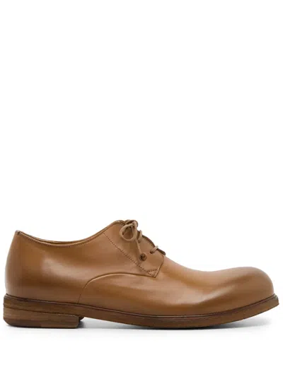 Marsèll Minimalist Brown Leather Dress Shoes With Rounded Toe