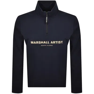Marshall Artist Coastal Erosion Quarter Zip Sweats In Blue