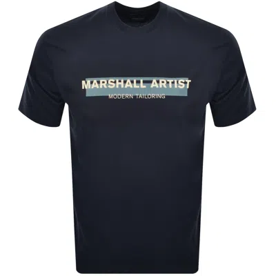 Marshall Artist Seafield Logo T Shirt Navy In Blue
