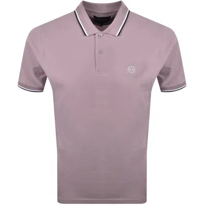 Marshall Artist Tipped Polo T Shirt Lilac In Purple