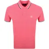 Marshall Artist Tipped Polo T Shirt Salmon Pink In Pink