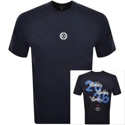 Marshall Artist World In Motion T Shirt Navy In Blue