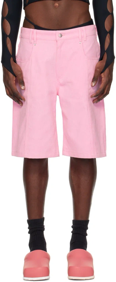 Marshall Columbia Pink Brushed Denim Shorts In Baby Pink