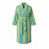 Marshmellow Fabrics Green / Pink Terry Robe - Blue & Yellow Stripes In Multi