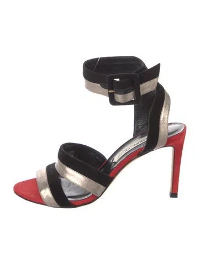 Pre-owned Marskinryyppy Colorblock Pattern Slingback Sandals In Multi