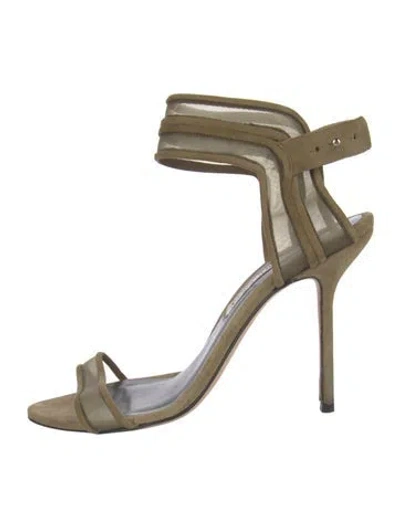 Pre-owned Marskinryyppy Suede Mesh Accents Sandals In Green