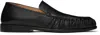 Marsèll Leather Round Toe Loafers With Ruched Detailing In 666 Black